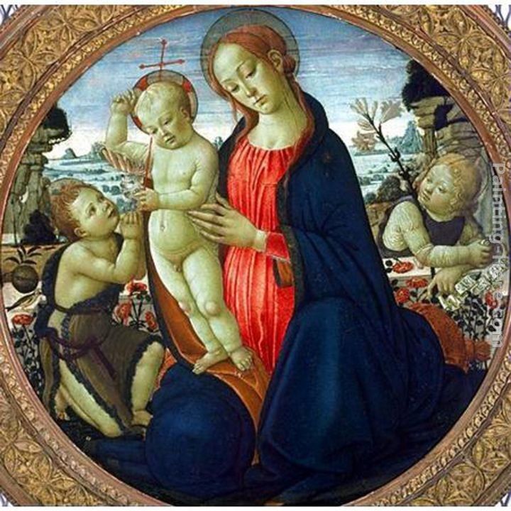 Jacopo Del Sellaio Madonna and Child with Infant, St. John the Baptist and Attending Angel